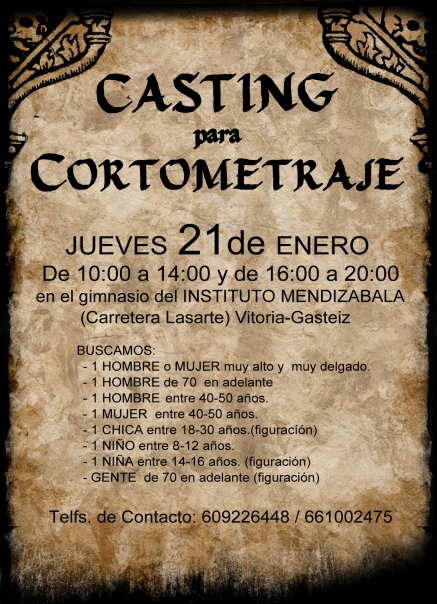 Casting para cortometraje Casting para cortometraje