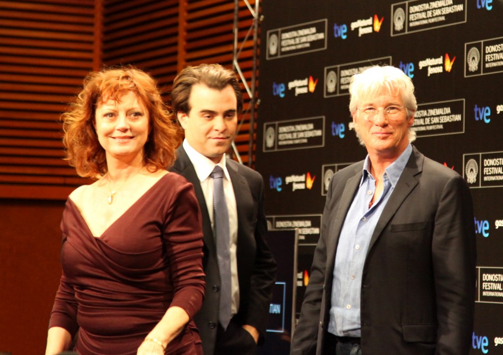 Gere-Sarandon-Jarecki Susan Sarandon, Richard Gere y el director Nicolas Jarecki en la rueda de prensa de Arbitrage